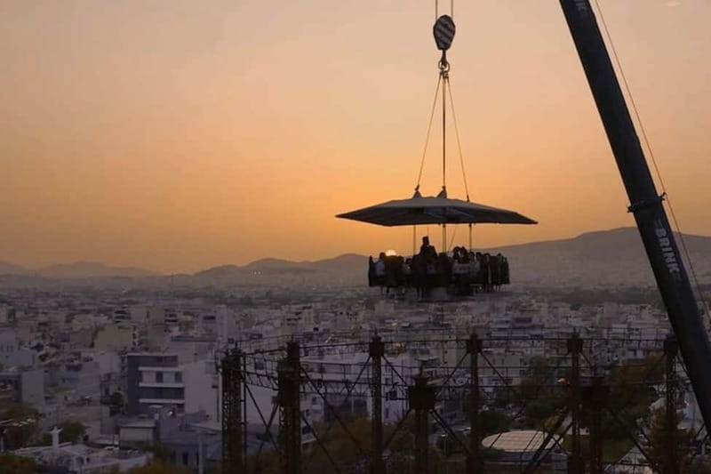 Athens: Dinner in the Sky Experience - The Rotating Table Experience: 22 Seats, 360-Degree Views